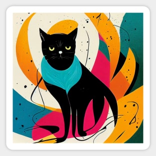 Abstract Cat Sticker